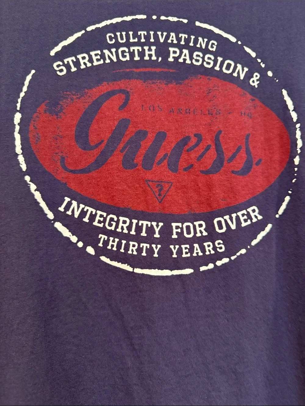 Guess Navy Short Sleeve Tee with Red Logo Graphic - Picture 2 of 4